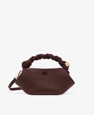 Bolso mini Ganni Bou granulado marron